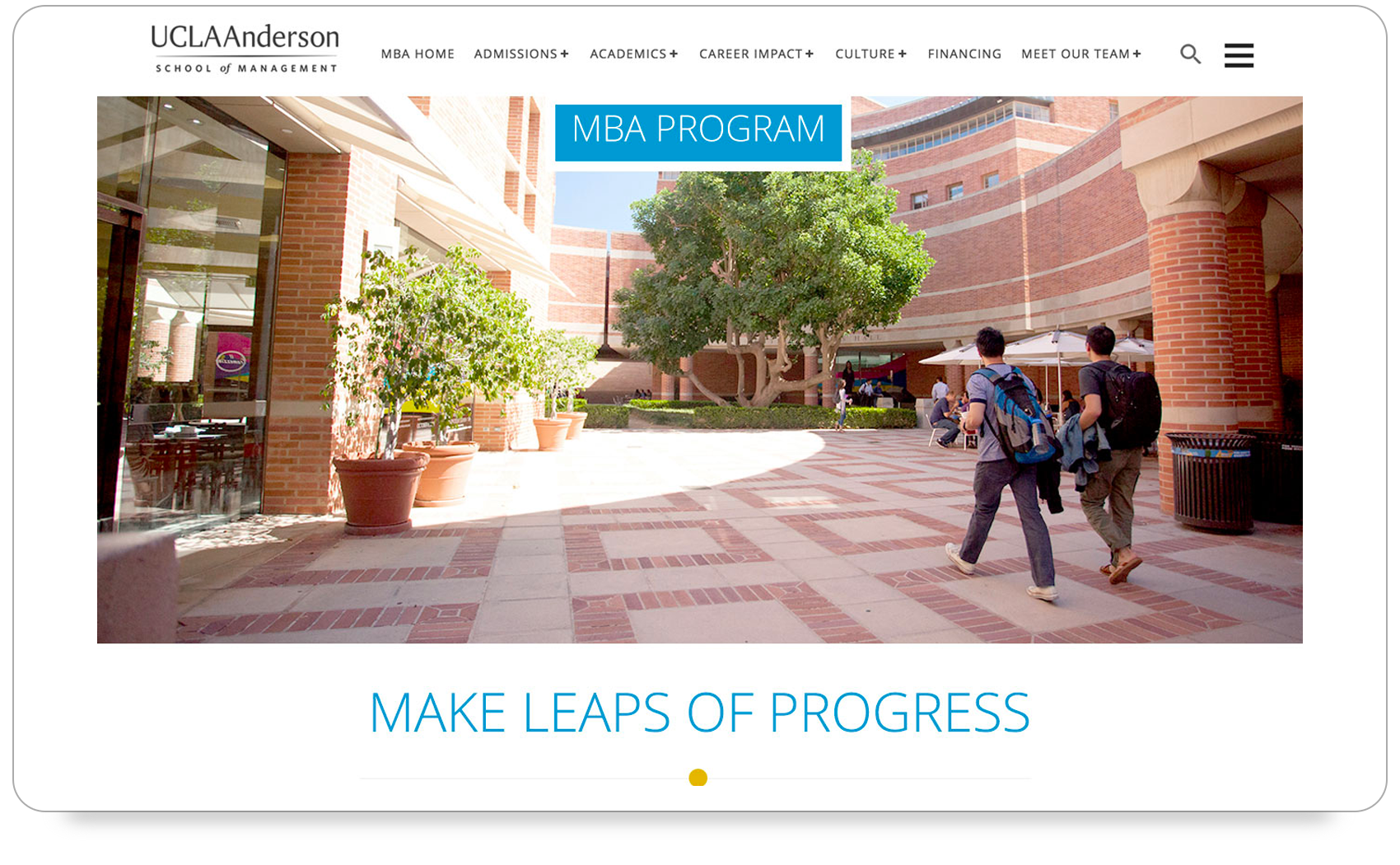 Tablet Example - UCLA Anderson MBA Program Website